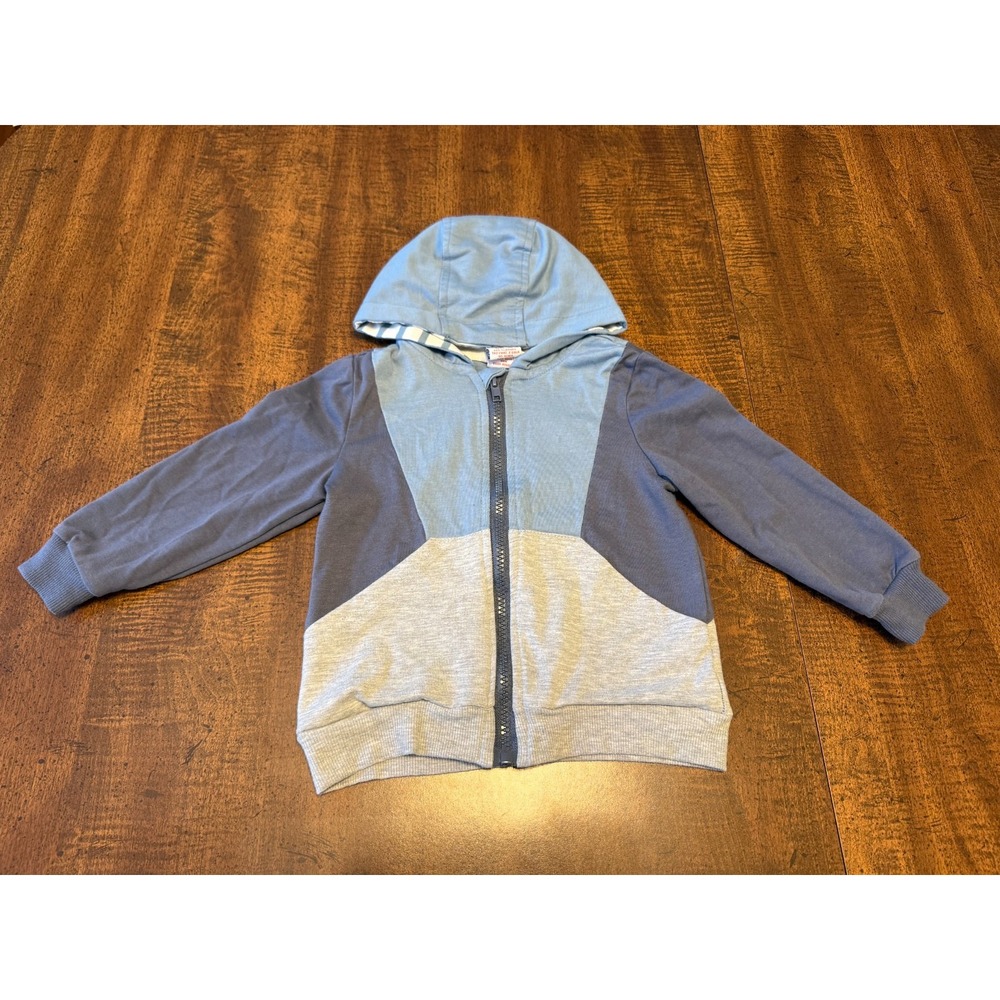 Tommy Bahama Hoodie Boys 2T Blue Gray Colorblock Full Zip Striped Hood